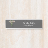 Chrome Holographic 3D Medical Caduceus Deurbordje (Voorkant)