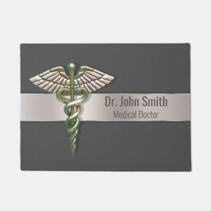 Chrome Holographic 3D Medical Caduceus Deurmat