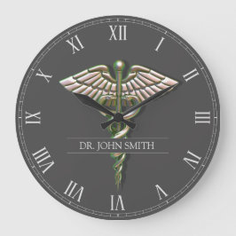 Chrome Holographic 3D Medical Caduceus Grote Klok