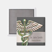 Chrome Holographic 3D Medical Caduceus Magneet (Voorkant / Achterkant)