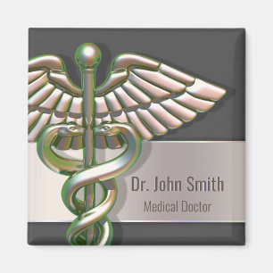 Chrome Holographic 3D Medical Caduceus Magneet