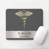 Chrome Holographic 3D Medical Caduceus Muismat (Met muis)