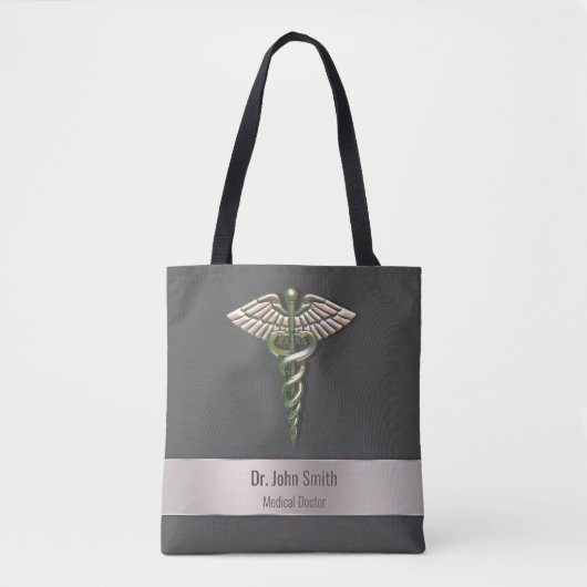 Chrome Holographic 3D Medical Caduceus Tote Bag (Voorkant)