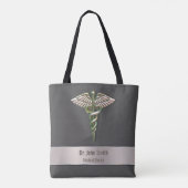 Chrome Holographic 3D Medical Caduceus Tote Bag (Achterkant)