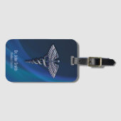 Chrome Holographic Dark 3D Medical Caduceus Bagagelabel (Voorkant (horizontaal))