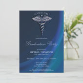 Chrome Holographic Medical Caduceus Afstuderen Kaart (Staand voorkant)