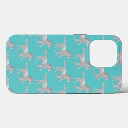 Chrome Horse Aqua Achtergrond Case-Mate iPhone Case (Achterkant (horizontaal))