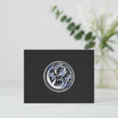 Chrome in Dragon badge on Carbon Fiber Print Briefkaart (Staand voorkant)