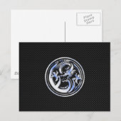 Chrome in Dragon badge on Carbon Fiber Print Briefkaart (Voorkant / Achterkant)