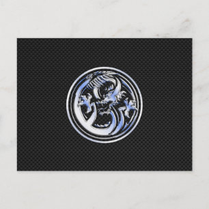 Chrome in Dragon badge on Carbon Fiber Print Briefkaart