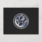 Chrome in Dragon badge on Carbon Fiber Print Briefkaart (Voorkant)