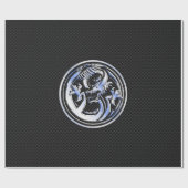 Chrome in Dragon badge on Carbon Fiber Print Cadeaupapier (Vlak)