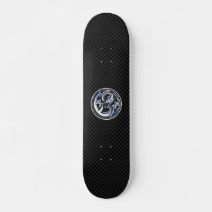 Chrome in Dragon badge on Carbon Fiber Print Persoonlijk Skateboard