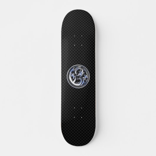 Chrome in Dragon badge on Carbon Fiber Print Persoonlijk Skateboard (Voorkant)
