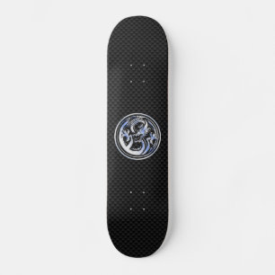 Chrome in Dragon badge on Carbon Fiber Print Persoonlijk Skateboard