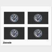 Chrome in Dragon badge on Carbon Fiber Print Rechthoekige Sticker (Vel)