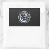 Chrome in Dragon badge on Carbon Fiber Print Rechthoekige Sticker (Tas)