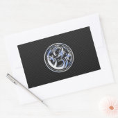 Chrome in Dragon badge on Carbon Fiber Print Rechthoekige Sticker (Envelop)