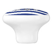 Chrome jachtvlag op Nautical Navy Blue Print Keramische Knop (Zijkant)