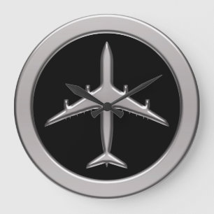 Chrome Jet Airplane Grote Klok