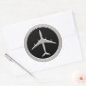 Chrome Jet Airplane Ronde Sticker (Envelop)
