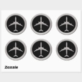 Chrome Jet Airplane Ronde Sticker (Vel)