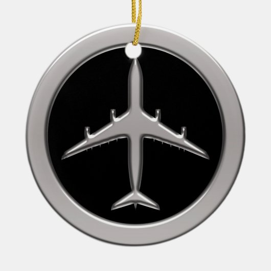 Chrome Jet-vliegtuig Keramisch Ornament (Voorkant)