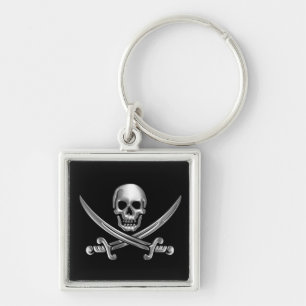 Chrome Jolly Roger Sleutelhanger