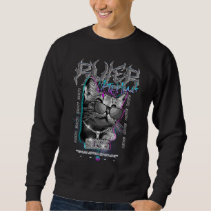 Chrome kat edgy esthetische streetwear trui