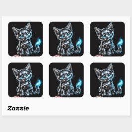 Chrome Kitten Decal Stickerblad Vierkante Sticker
