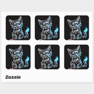 Chrome Kitten Decal Stickerblad Vierkante Sticker