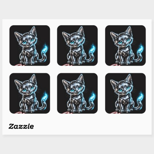 Chrome Kitten Decal Stickerblad Vierkante Sticker (Vel)