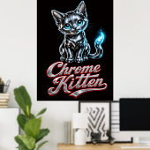 Chrome Kitten Fijn Kunst Wand Portret Poster (Thuiskantoor)