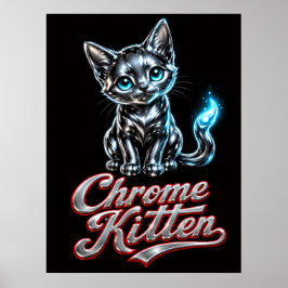 Chrome Kitten Fijn Kunst Wand Portret Poster