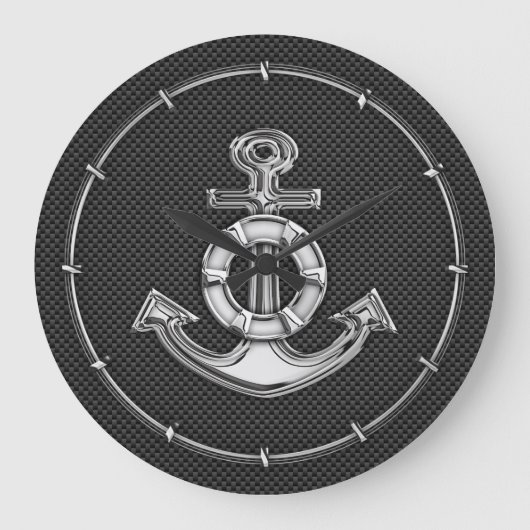 Chrome Lifesaver Anchor on Carbon Fiber Grote Klok (Voorkant)