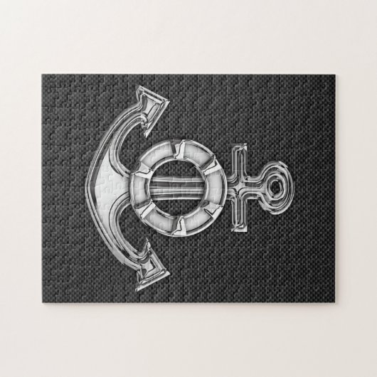 Chrome Lifesaver Anchor op koolstofvezel Legpuzzel (Horizontaal)