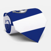 Chrome Lifesaver op de Nautical Navy Blue Stripes Stropdas (Opgerold)