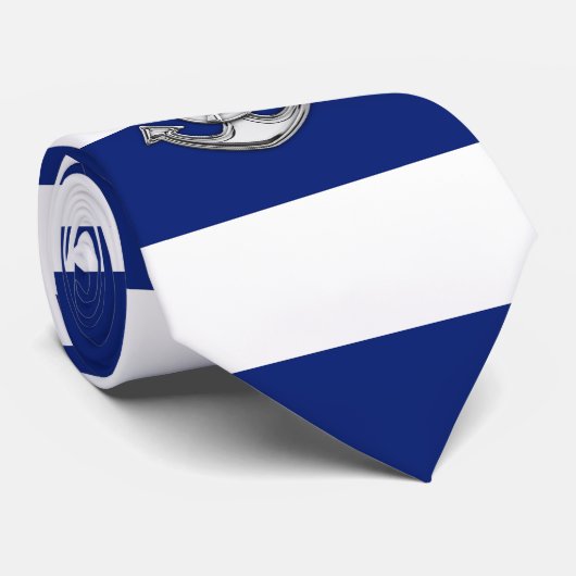 Chrome Lifesaver op de Nautical Navy Blue Stripes Stropdas (Opgerold)