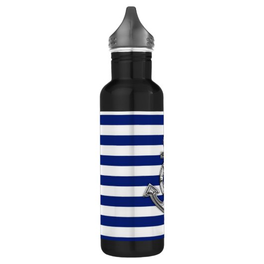 Chrome Lifesaver op Nautical Stripes Waterfles (Links)