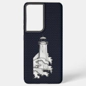 Chrome Lighthouse on Carbon Fiber Print Samsung Galaxy Hoesje (Achterkant)