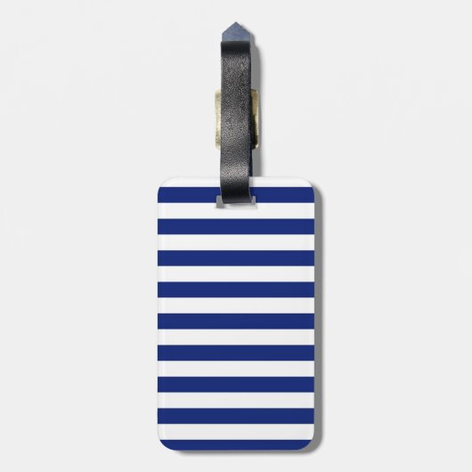 Chrome like Anchor Design on Navy Stripes Bagagelabel (Achterkant verticaal)
