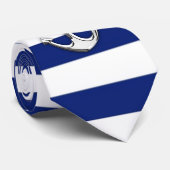 Chrome like Anchor Design on Navy Stripes Stropdas (Opgerold)