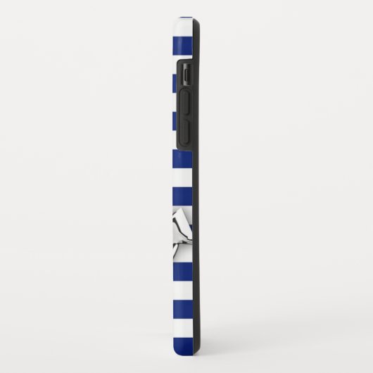 Chrome like Anchor Graphic on Navy Stripes Case-Mate iPhone Case (Achterkant/links)