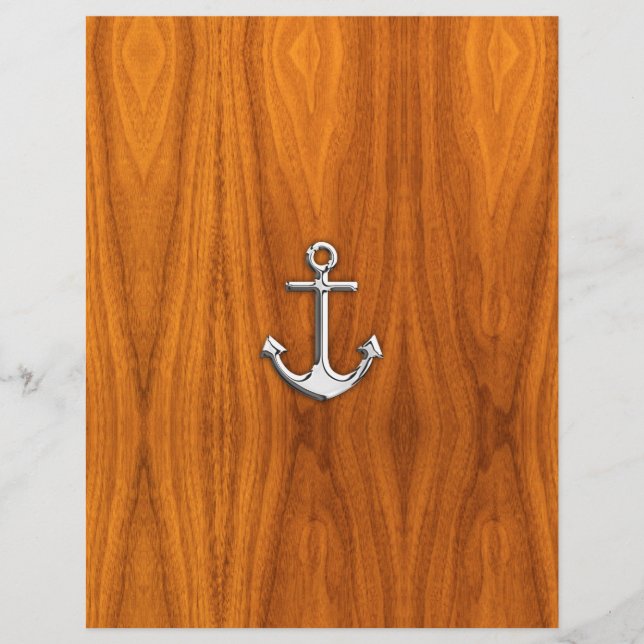 Chrome like Anchor on Teak Veneer (Voorkant)