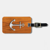 Chrome like Anchor on Teak Veneer Bagagelabel (Voorkant horizontaal)