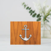 Chrome like Anchor on Teak Veneer Briefkaart (Staand voorkant)