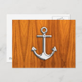 Chrome like Anchor on Teak Veneer Briefkaart (Voorkant / Achterkant)