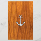 Chrome like Anchor on Teak Veneer Briefpapier (Voorkant)