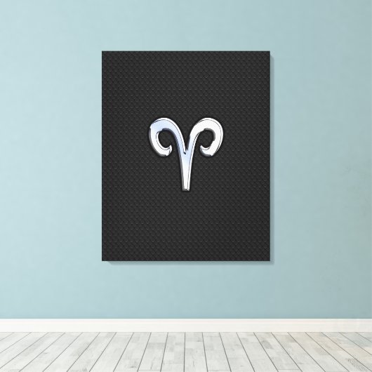 Chrome like Aries Zodiac Sign Canvas Afdruk (Insitu (Houten vloer))