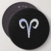 Chrome like Aries Zodiac Sign Ronde Button 6,0 Cm (Voorkant /achterkant)